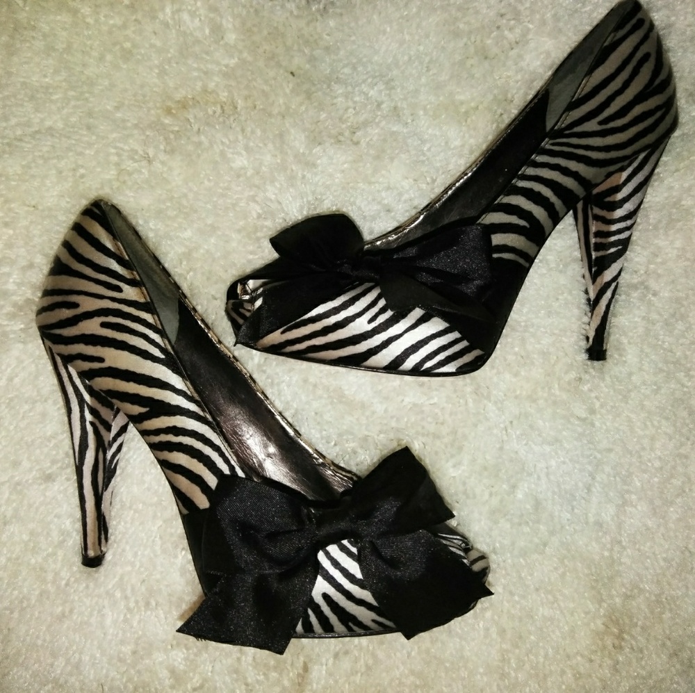 Zebraprint PeepToe Heels